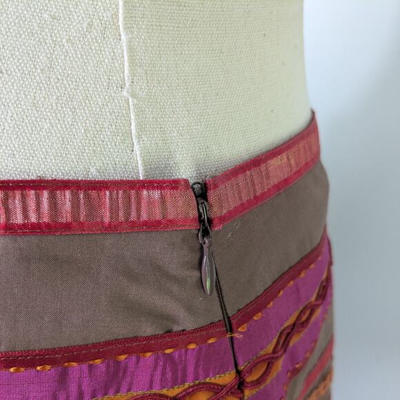The Limited Skirt S Brown Pink Orange Y2K Ribbon Twee Indie Boho Stripe Knee - Picture 7 of 11
